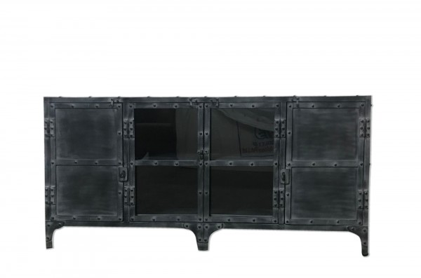 Sideboard 'Iron', Metall grau, B 153 cm, T 45 cm, H 70 cm
