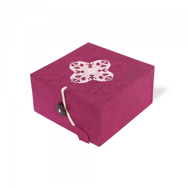 Lokta Box Vajra, pink, T 11 cm, B 11 cm, H 5,5 cm