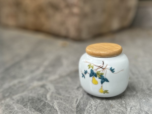 Keramikbehälter 'Pear', handbemalt, Ø 8,5 cm, H 8,5 cm