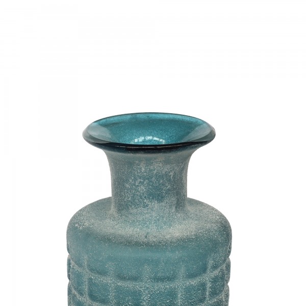 Glasflasche Waffelmuster, frostblau, Ø 9,5 cm, H 24,5 cm