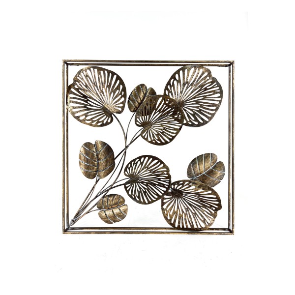 Wandpanel 'Seerosenblatt', antik gold, B 76 cm, H 76 cm, L 5,5 cm