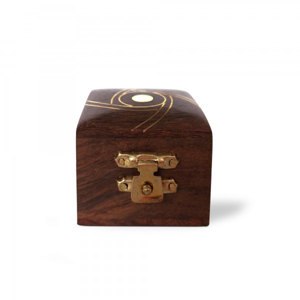 Box mit Messingschloss, natur, T 5 cm, B 5 cm, H 4 cm