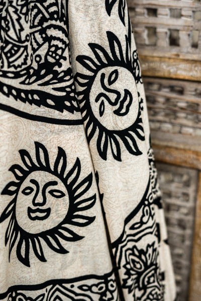 Tagesdecke 'Mandala', aus 100% Baumwolle, schwarz/beige, L 210 cm, B 245 cm