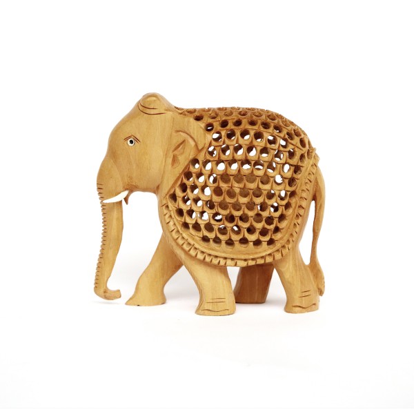 Elefant im Elefant aus Holz, natur, B 14 cm, H 12 cm, T 7 cm
