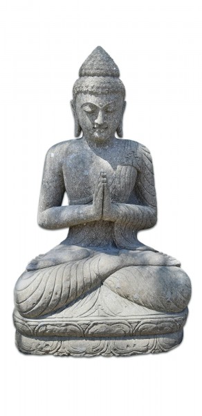 Naturstein Buddha sitzend, L 85 cm, B 63 cm, H 150 cm