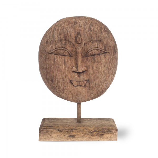 Buddha-Gesicht auf Ständer, natur, T 14 cm, B 24 cm, H 40 cm