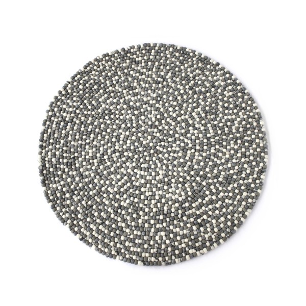 Filz-Teppich grau-weiß, Ø 120 cm