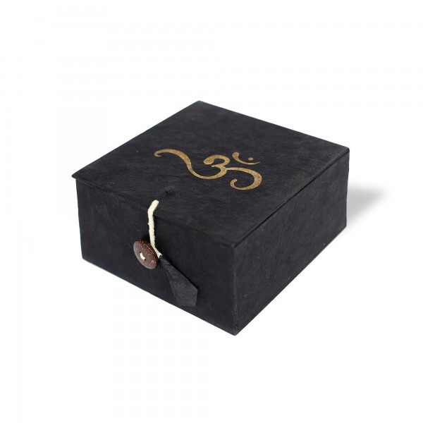 Lokta Box Om, schwarz, T 11 cm, B 11 cm, H 5,5 cm