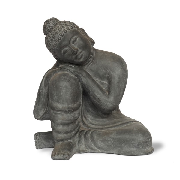 Buddha träumend, grau, H 45 cm, B 43 cm, T 33 cm