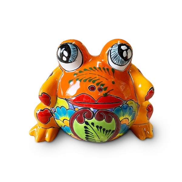 Pflanzgefäß 'Frosch', Keramik, orange, multicolor, L 23 cm, B 15 cm, H 15 cm