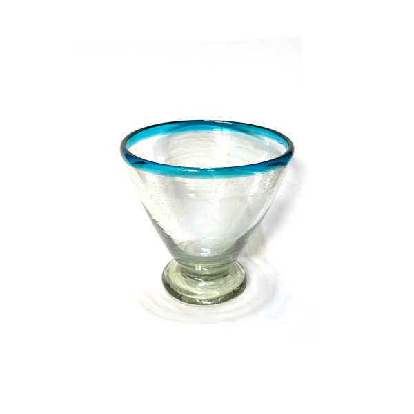 Martiniglas mit blauem Rand, mundgeblasen, H 12 cm, Ø 12 cm