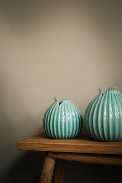 Keramikvase 'Lumiere', blau, Ø 15 cm, H 15 cm