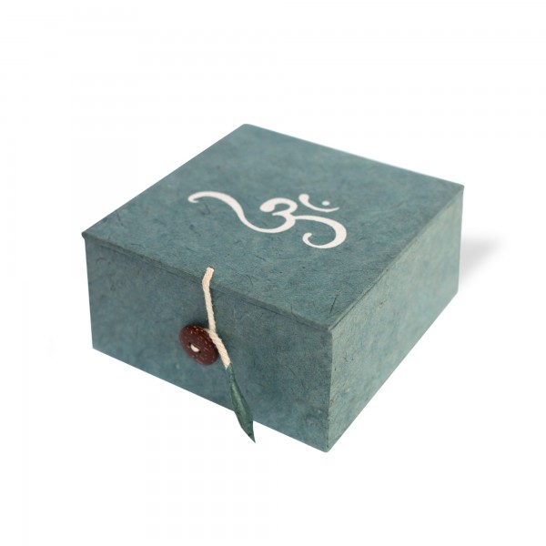 Lokta Box Om, grau, T 11 cm, B 11 cm, H 5,5 cm