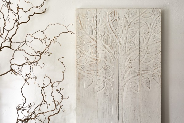 Panel 'Baum des Lebens', weiß, T 3 cm, B 100 cm, H 60 cm