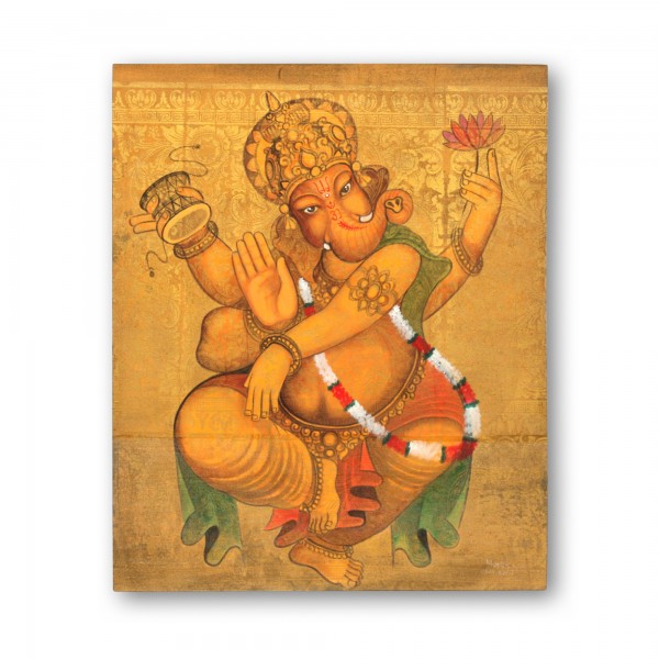 Gemälde Ganesha, auf Leinwand, multicolor, H 120 cm, B 100 cm, T 4 cm