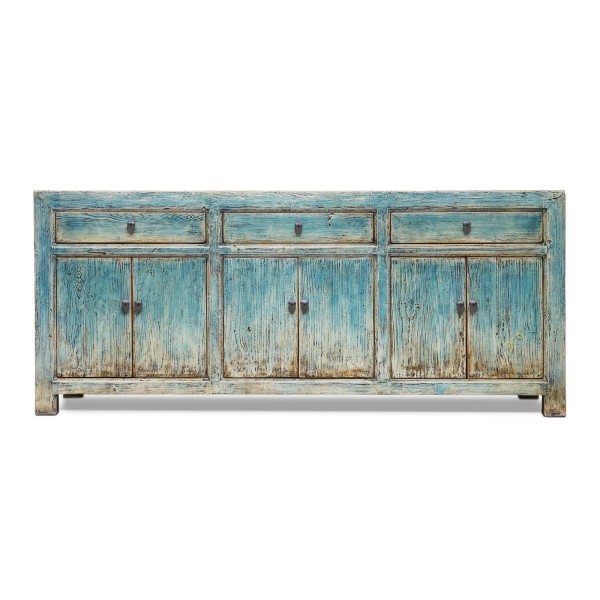 Sideboard, 3 Schubladen, 6 Türen, blau, B 200 cm, H 85 cm, T 45 cm