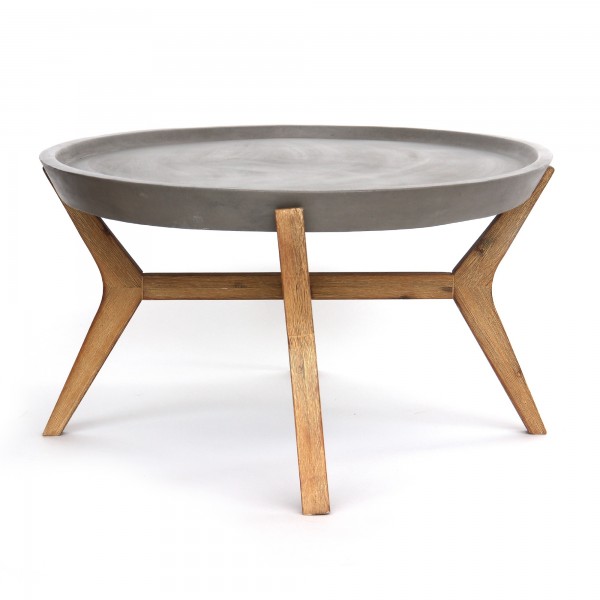 Tisch 'Kerben' rund, grau, braun, Ø 80 cm, H 41 cm