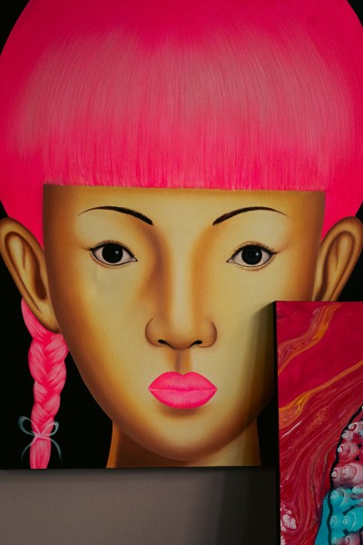 Gemälde 'Pink Girl', Acryl auf Leinwand, H 120 cm, B 100 cm