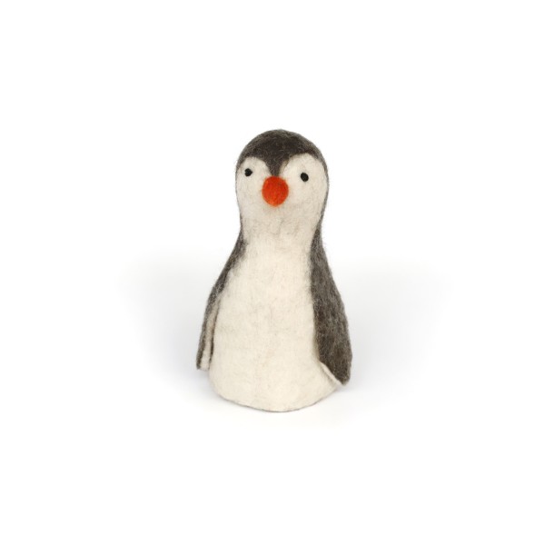Eierwärmer 'Pinguin' aus Filz, grau, weiß, H 13 cm, Ø 8 cm