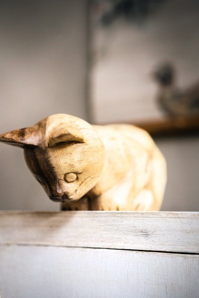 Massivholz-Figur 'Katze', natur, H 12 cm, L 24 cm, B 10 cm