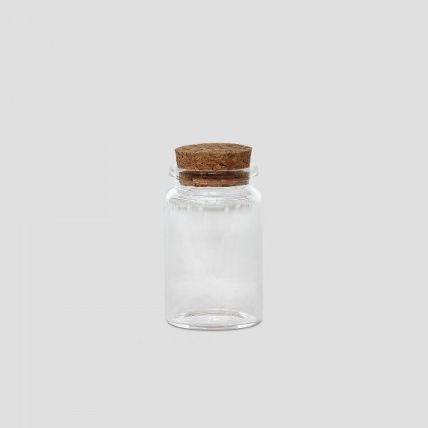 12er Glasflaschen mit Korken, klar, Ø 3 cm, H 6 cm