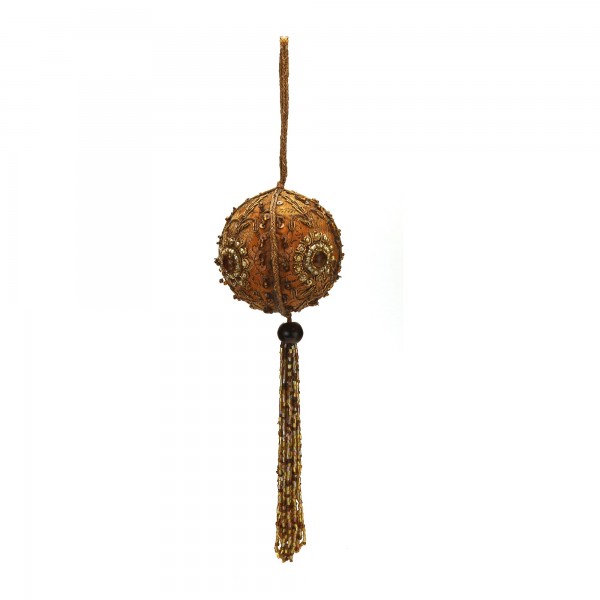 Zierschmuck Kugel mit Troddel, braun, Ø 7 cm, H 7 cm