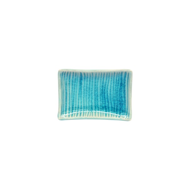 Schale 'Wellen' rechteckig, blau, B 9 cm, L 6 cm, H 2 cm