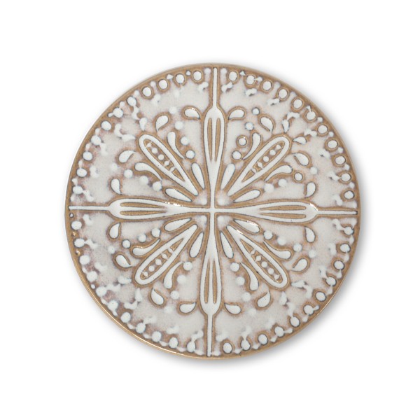 Keramikuntersetzer 'Ornament', beige, Ø 10 cm, H 1 cm