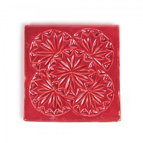 Fliese "Ornament Rouge", rot, L 10 cm, B 10 cm, H 1 cm