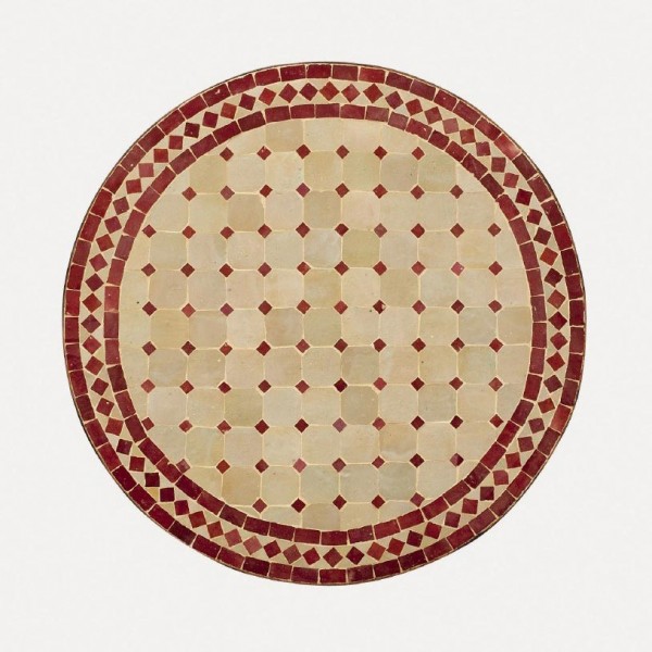 Mosaiktisch, beige/rot, H 75 cm, Ø 70 cm