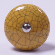 Keramik Möbelknopf, handglasiert, gelb, Ø 4 cm