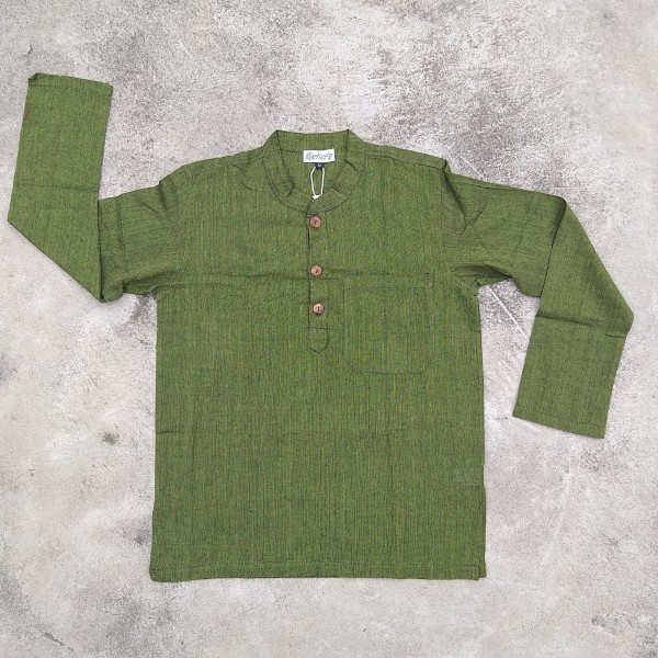 Langarmshirt mit Knopfleiste 'Kura' M, grün, T 73 cm, B 58 cm