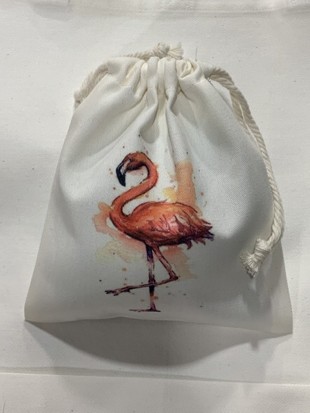 Stofftasche 'Flamingo', weiß, B 18,5 cm, H 21 cm