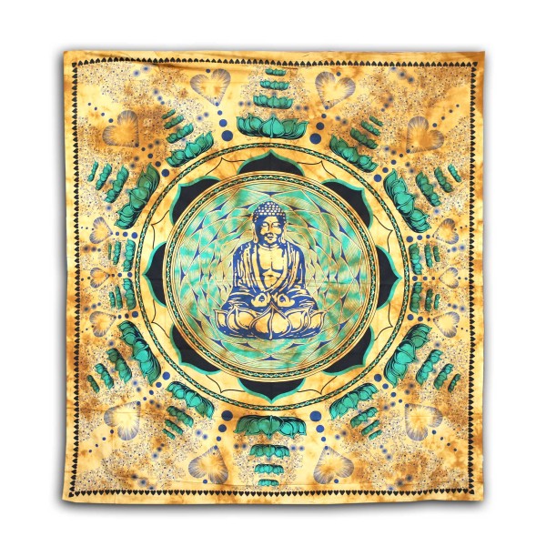 Tagesdecke 'Buddha', braun, multicolor, L 240 cm, B 213 cm