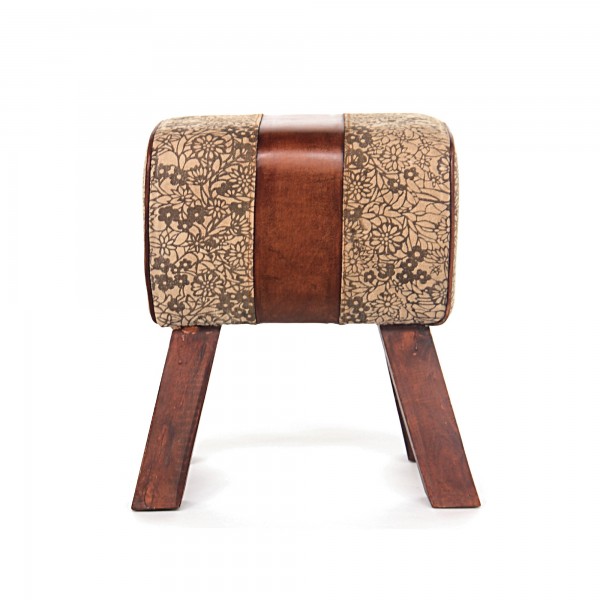 Sitzbock 'Ross', beige, cognac, natur, T 30 cm, B 44 cm, H 51 cm
