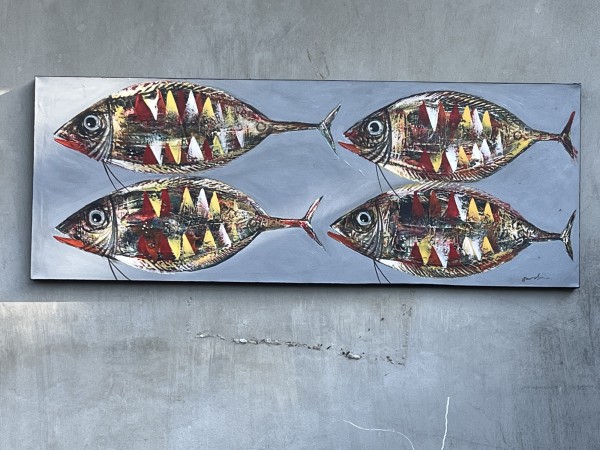 Gemälde 'Fische', Acryl auf Leinwand, B 100 cm, H 45 cm