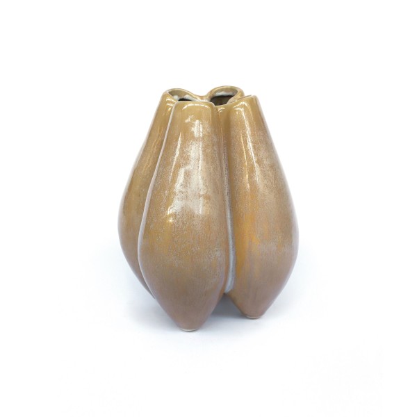 Keramikvase 'Four', braun, H 30,3 cm, B 26,5 cm, L 25,7 cm