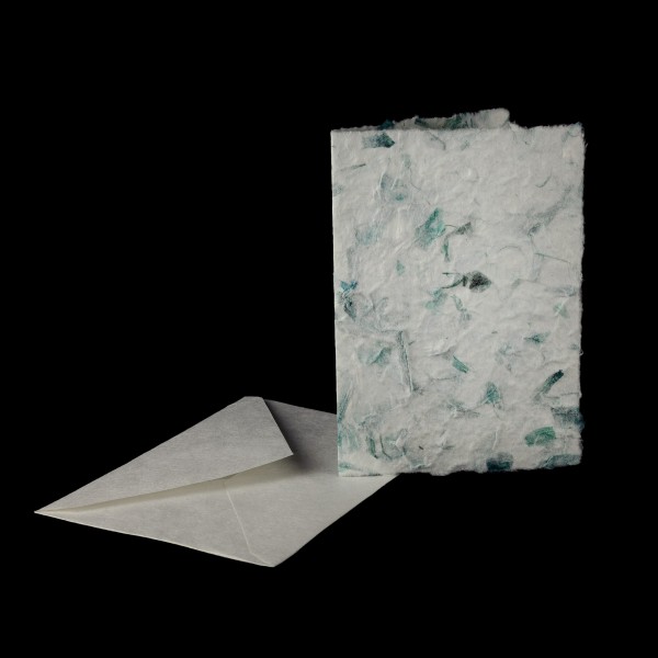 Grußkarte, Büttenpapier, weiß/türkis, B 12,5 cm, H 17 cm