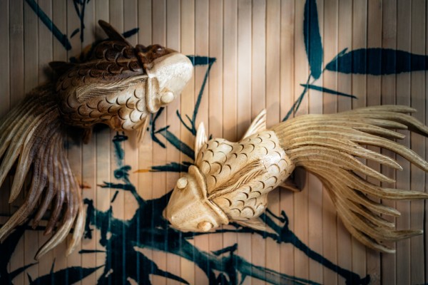Massivholz-Figur 'Schleierfisch' links, natur, H 20 cm, B 32 cm, L 10 cm
