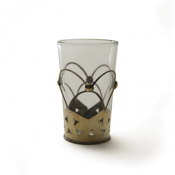Teeglas "Tokyo", mit Metallverzierung, klar, H 8 cm, Ø 5 cm