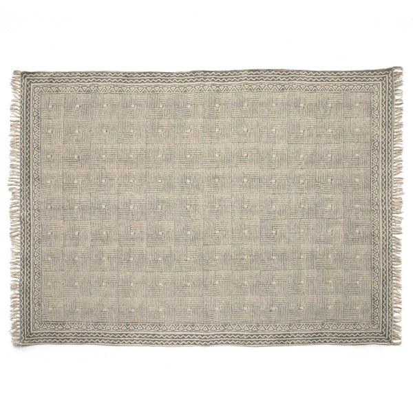 Blockprint-Teppich 'Jiya', grau, weiß, B 200 cm, L 140 cm