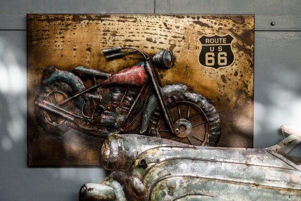 Wandbild 'Bike Route 66' Metall, B 60 cm, H 40 cm